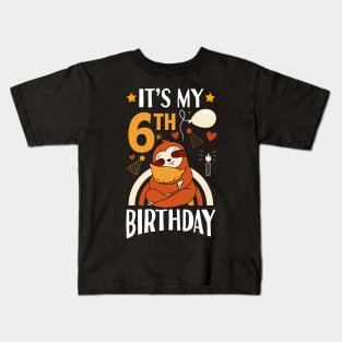 It's My 6th Birthday Sloth Kids T-Shirt